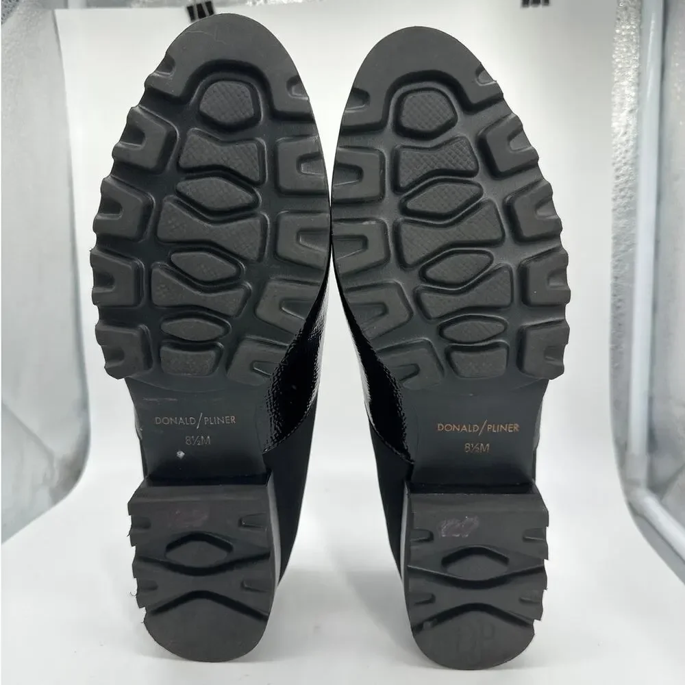 Donald Pliner Elee Lug Sole Platform Oxford Shoes Lace Up Black Leather Sz 8.5